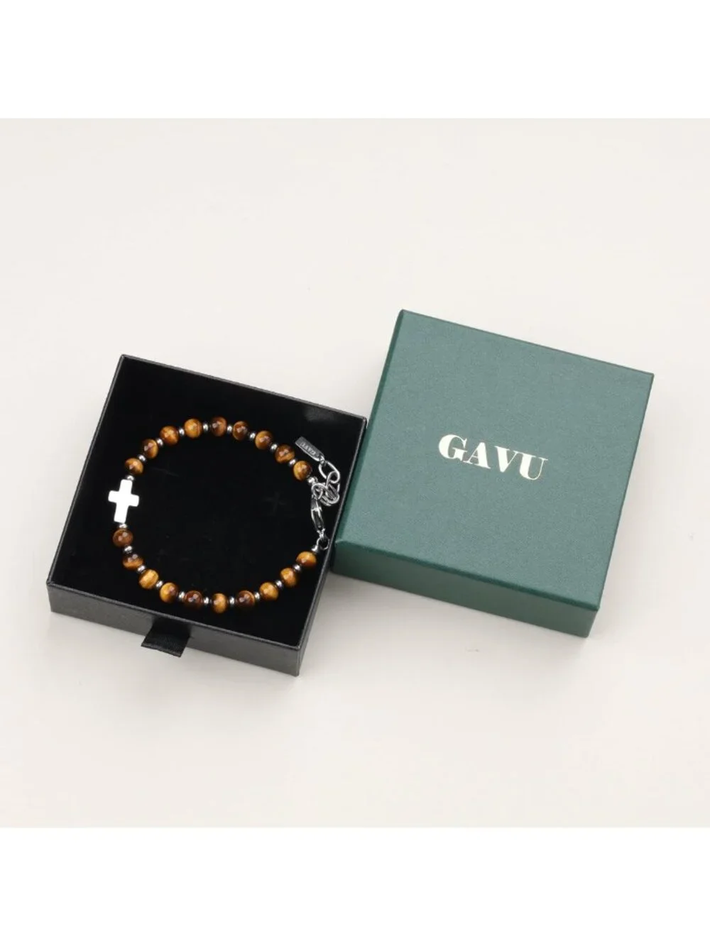 Stylish Men's Beaded Cross Bracelet - Crystal Accents, Perfect Gift for Him